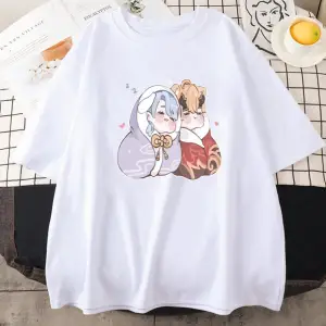 Beyaz Oyun Genshin Etki Kamisato Ayato ve Thoma Yaz Kawaii Karikatür