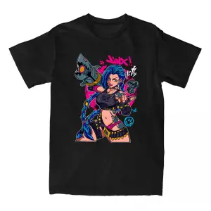 Beyaz Oyun Jinx Arcane leri Yaz O-Boyun Grafik Baskı Elbise Hip Hop Stre