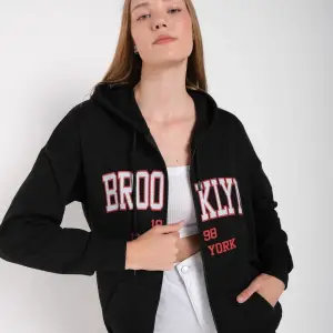 Beyaz Pembe Kapüşonlu Fermuarli Brooklyn Oversize