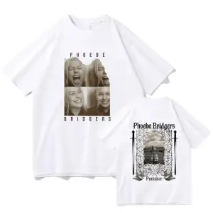Beyaz Phoebe Bridgers Saf lu Ay Şarkısı Grafik Tees Y2K Yuvarlak Boyun Emo Halk R
