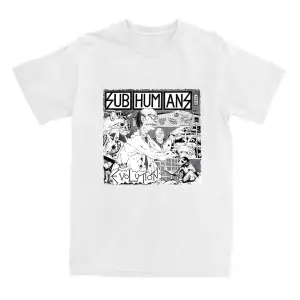 Beyaz Punk Band Subhumans % yaz -gömlekler/lar ağır