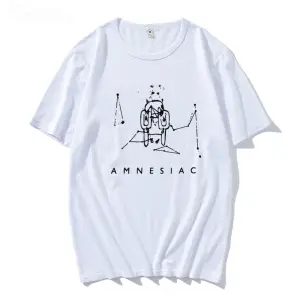 Beyaz Radiohead Amnesiac sevimli Cry desen Tshirt Band kaya komik müzik komi