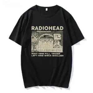 Beyaz Radiohead ler Komik Retro Baskılar Gevşek Nefes Üstleri Unisex T-sh