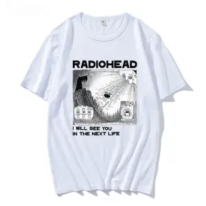 Beyaz Radiohead Rock Band Vintage Hip Hop ben sonraki hayatta göreceksiniz Unisex müzik hay