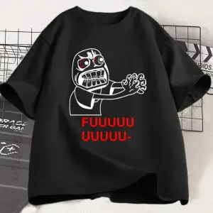 Beyaz Rage Guy gın Fuu Yüz Meme Gevşek Komik Grafik Tees Adam için Yaz Üstleri Giy