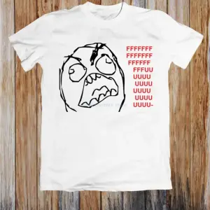 Beyaz Rage Guy Komik Unisex Harajuku Tee Üstleri Yaz Kawaii Elbise Seviml