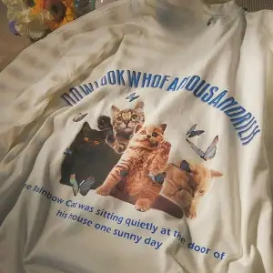 Beyaz Renkli Yavru Baskı Ekip Boyun harajuku Y2k üyük Boy