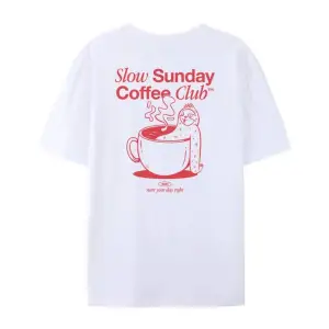 Beyaz Retro Komik Kahve Kulübü Hippi Sevimli Kafein Streetwear Grafik Tees Un