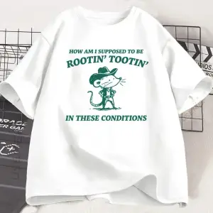 Beyaz Rootin Komik Sıçan Tshirt Vintage Y2K Fare Aptal Kovboy Hayvan Gr
