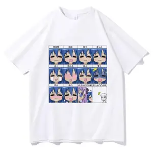 Beyaz Şanslı Yıldız Konata Komik Karikatür Grafik baskılı Streetwear Hip Hop Yaz Tiş