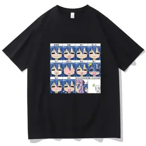 Beyaz Şanslı Yıldız Konata Komik Karikatür Grafik baskılı Streetwear Hip Hop Yaz Tiş