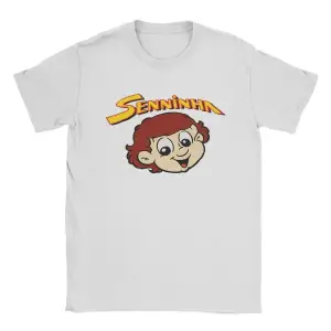 Beyaz Senninha Ayrton Senna Karikatür Aksesuarları Komik Grafik Baskı Elbi