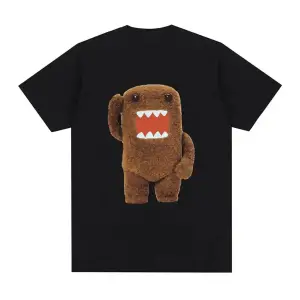 Beyaz Sevimli ve Bulanık Domo Kun T-shirtya uygun Harajuku