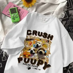 Beyaz Sokak leri Çift Eşleşen Kalp Fiti Kore Metin Baskı Gevşek Fit Yaz Yuvarlak G