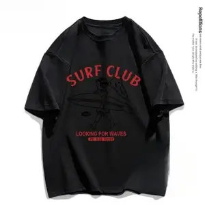 Beyaz Sörf Kulübü Yaz İşbirliğiçi Ew Siyah Üstleri Komik Tee Giysile