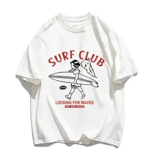 Beyaz Sörf Kulübü Yaz İşbirliğiçi Ew Siyah Üstleri Komik Tee Giysile