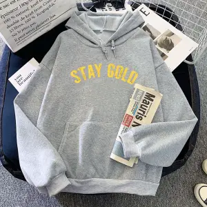 Beyaz Stay Gold The Outsiders Hoodies Movie Graphic Printing for Casual Long
