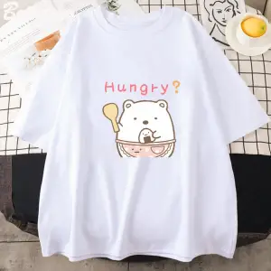 Beyaz Sumikko Gurashi Kawaii li Ekip Boyun Saf Tee
