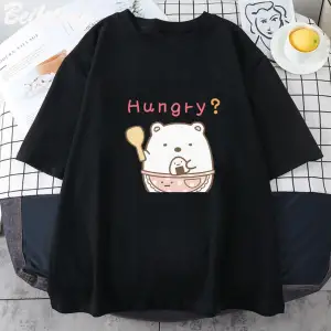 Beyaz Sumikko Gurashi Kawaii li Ekip Boyun Saf Tee