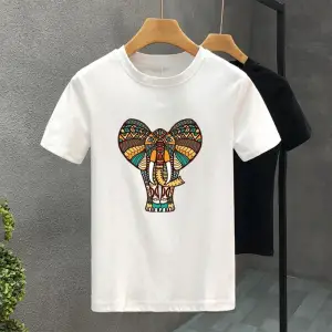 Beyaz Tayland Fil Yaratıcılık Baskı Yaz Tees Marka Üstleri Grafik