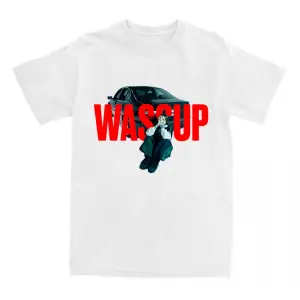 Beyaz Tee Genç Miko WASSUP Tek Yaz Yuvarlak Boyun Tshirt Şarkıcı Bas