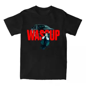 Beyaz Tee Genç Miko WASSUP Tek Yaz Yuvarlak Boyun Tshirt Şarkıcı Bas