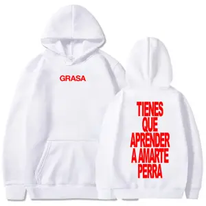 Beyaz TIENES QUE ANRENDER A AMARTE PERRA kıcı Nathy Peluso Grafik Uzun Koll