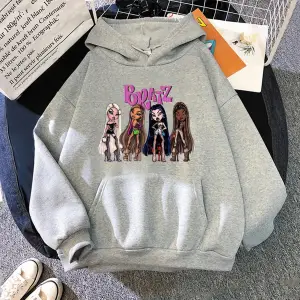 Beyaz Unisex 2021 bahar Bratz mektup kız tatlı üstleri harajuku moda kapşonlu rahat
