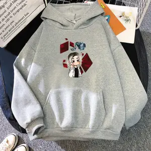 Beyaz Unisex Alice Borderland Boy Kapşonlu Moda Tasarım Duygusu Estetik Dö