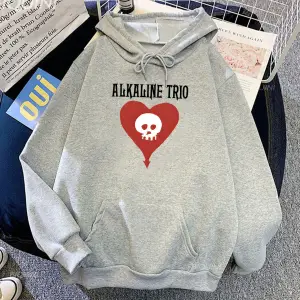Beyaz Unisex Alkalin Trio Rock Band grafik ağır zihinsel müzik baskı Moletom rahat erkekle
