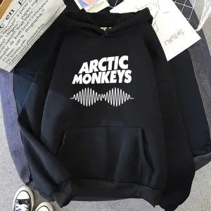 Beyaz Unisex ARCTIC MONKEYS ses dalga Hoodie müzik grubu hayranları giysi baskılıkla