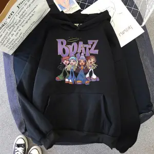 Beyaz Unisex Bratz Hoodie Rahat Kalın bratz Elbise udadera Japon Sokak Şıklığı