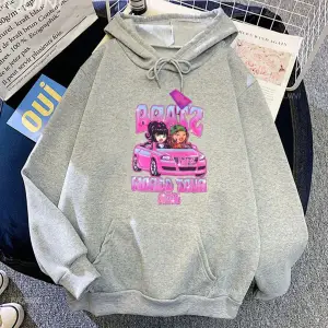 Beyaz Unisex Bratz karikatür streetwear Hoody erkekkomik Harajuku grafik kapşonlu so