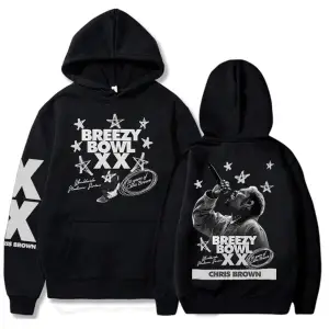Beyaz Unisex BREEZY BOWL XX PREGAME HOODIE Chris Brown Baskı Kapşonlu