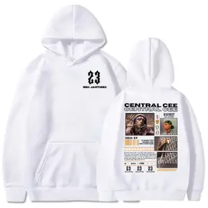 Beyaz Unisex Central Cee GREATNESST RUSH BEDEN Baskılı Kapüşonlular Kapşonlu Sokak Şı