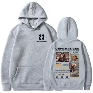 Beyaz Unisex Central Cee GREATNESST RUSH BEDEN Baskılı Kapüşonlular Kapşonlu Sokak Şı