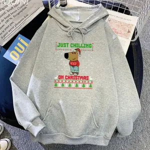 Beyaz Unisex Chill Guy Chilling Noel Moletom Masculino KapşonluekKış