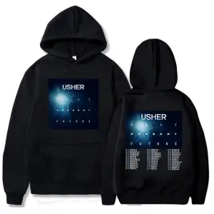 Beyaz Unisex Geçmiş mevcut gelecek tur Usherr rapçi grafik Casual kaz