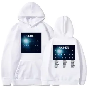 Beyaz Unisex Geçmiş mevcut gelecek tur Usherr rapçi grafik Casual kaz