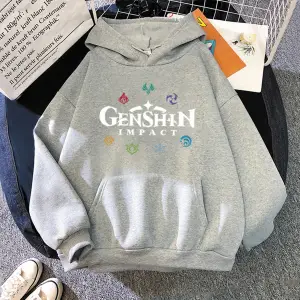 Beyaz Unisex Genshin Etki Kapüşonlular 2021 Bahar Kore Hoody Grafik Sokak Ulzzangk