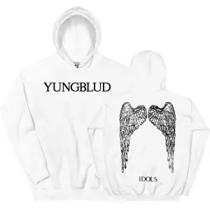 Beyaz Unisex Idols Wings Hoodie YUNGBLUD Grafik Baskırunge Moda Rahat