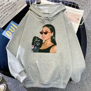 Beyaz Unisex Jhene Aiko kapüşonlu Streetwear şarkıcı grafik baskı