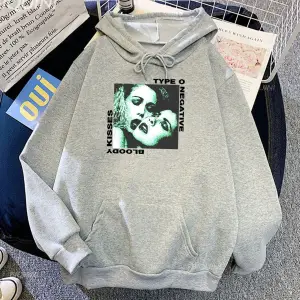 Beyaz Unisex Kanlı öpücükler tipi O negatif Rock Band ağır zihinsel moda kı