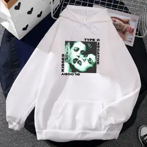 Beyaz Unisex Kanlı öpücükler tipi O negatif Rock Band ağır zihinsel moda kı