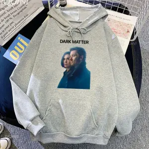 Beyaz Unisex Karanlık madde TV grafik Hoodiesekler cep giyim ile Streetwear güzse