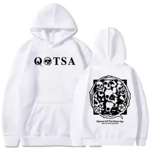 Beyaz Unisex Katakomolarda Canlı Kapüşonlular TAŞ YAŞIN KRALIÇELERİ QOTSA Bandek Kapş