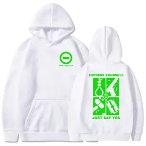 Beyaz Unisex Kendinizi İfade Edin Sadece Evet Söyle Kapüşonlular Tip O Negatif Rock Grubu Uzun Kol