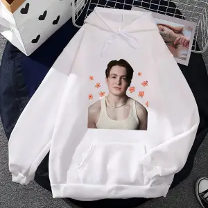 Beyaz Unisex Kit Connor baskılı kapüşonlu ErkekGiyim Moda Estetik Yumuşa