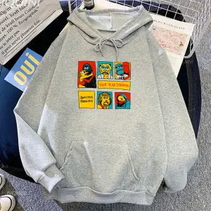 Beyaz Unisex Komik Grafik Kapüşonlular Dört Yıl Güçlü Bant Baskı Yumuşak Rahat Erkek