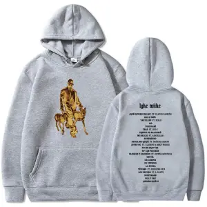 Beyaz Unisex LYKE MIIKE 2025 Albümü Baskı Kapüşonlular Myke Towers Rapçi Hip Hop Sokak Rahat Erkek